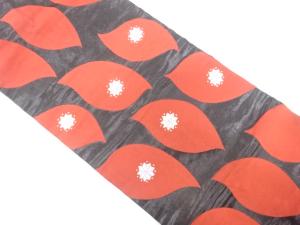 アンティーク　木ノ葉に小花模様織り出し名古屋帯（着用可）